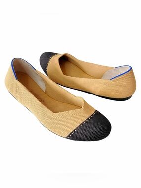 Rothy’s The Loafer Camel Captoe Minimalist Round Ballet Flat Size 7.5